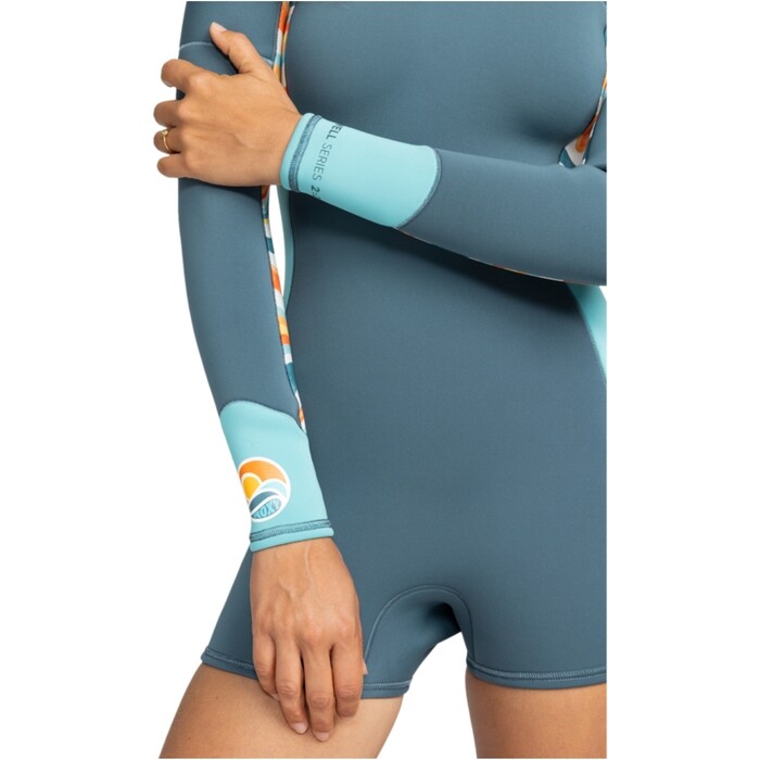 2024 Roxy Womens Swell Series 2mm Long Sleeve Back Zip Shorty Wetsuit ERJW403054 - Starglazer